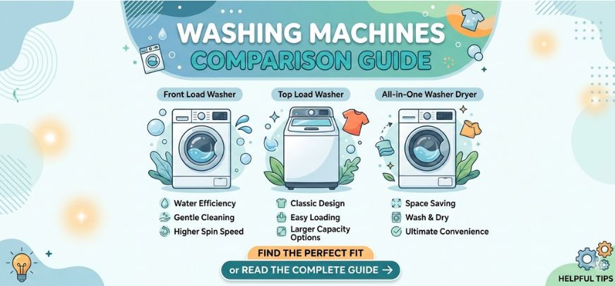 Washing Machines Comparison Guide 2026 â Front Load vs Top Load, Capacity, Features & Buying Guide
