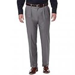 Haggar Men's Premium Comfort Classic Fit Pleat Front Pant Reg. and Big & Tall Sizes, Medium Grey, 38W / 34L