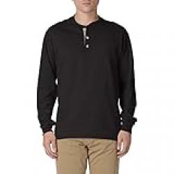 Hanes Men's T-Shirts, Men's BeefyT Henley Shirts, Men's Cotton Long Sleeve Shirts, Ebony, M