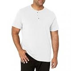 Wrangler Authentics Men's Short Sleeve Henley Tee, Bright White, L