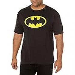 DC Comics Men's Batman Basic Logo Black T-Shirt, Black, M