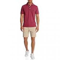 Nautica Men's Short Sleeve Solid Stretch Cotton Pique Polo Shirt, Maroon, XL