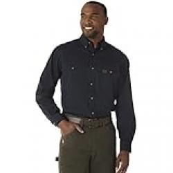 Wrangler Riggs Workwear Men Logger Twill Long Sleeve Workshirt, Navy, XXL