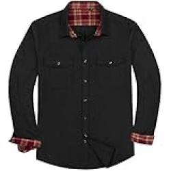 Alimens & Gentle Men's Button Down Regular Fit Long Sleeve Plaid Flannel Casual Shirts, Flannel-black, L