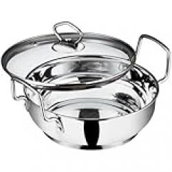 Vinod Stainless Steel Kadhai/Cooking Pot/Wok with Glass Lid - 1.7 Litre, 20cm | Extra Thick, SAS Heavy Bottom |Induction & Gas Stove Friendly|For Cooking & Deep Frying
