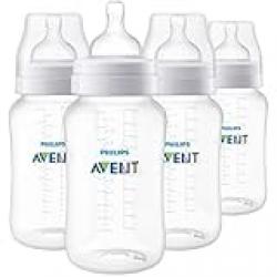 AVENT Philips Anti-Colic Baby Bottles, 11oz, 4pk, Clear, SCY106/04