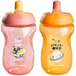 Tommee Tippee Sportee Water Bottle for Toddlers, Spill-Proof, 10oz, 12m+, 2 Count (Colors & Design Will Vary)