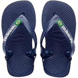 Havaianas BABY BRASIL LOGO II BABY FLIP FLOPS NAVY BLUE/CITRUS YELLOW Size 17/18