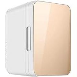COOLBABY 8L Mini Fridge for Skincare Refrigerator Portable Dual-Use Car Home Fridge Beverage Refrigerators Freezer Cooler Warmer Keep Fresh for Car Home CZBX13-Gold-SRK2
