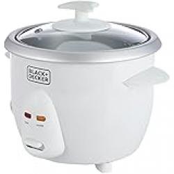 Black & Decker 350W 0.6L Rice Cooker With Removable NonStick Bowl, Steaming Tray, Water Level Indicator And A Glass Lid With Cool Touch, For Healthy Meals RC650-B5 2 Years Warranty