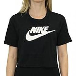 Nike Womens Nsw Tee Essntl Crp Icn Ftra Short Sleeve T-Shirt, Black/White, XS