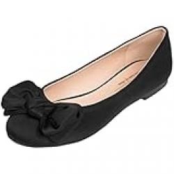 Feversole Round Toe Ballet Cute Bow Trim Women's Flat Shoes