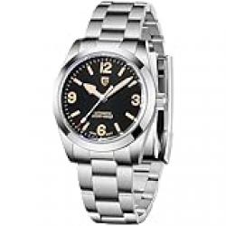 CEYADG Pagani Design Automatic Watches for Men 36mm Stainless Steel Mens Wristwatch, Sapphire Mechanical Watches, NH35A Movement (Silver)