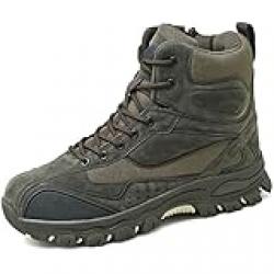ZEPOOW Mens Winter Boots Tactical Military Combat Boots Men Genuine Leather Camping Mountaineering Winter Work Shoes (Color : Army Green, Size : 12.5)