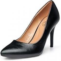 Trary Womens High Heel Dress Pump Pointed Toe Shoe Classic Office Special Dressy Casual, New Pu Black, 9