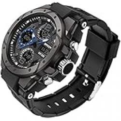 KASTWAVE Men's Analog Sports Watch, Digital Outdoor Sports Electronic Watch, Large Dual Display Waterproof Tactical Watches, Alarm Clock Large Face Dual Time Analog Multifunctional Watch for Men