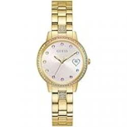 GUESS Women's 34mm Watch - Gold Tone Bracelet White Dial Gold Tone Case