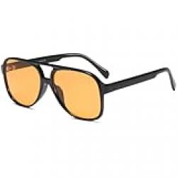 Khazna Vintage Retro 70s Sunglasses for Women Men Classic Large Squared Eye Protection Aviator Frame 400 Trendy Orange Glasses