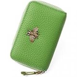 imeetu RFID Credit Card Holder, Small Leather Zipper Card Case Wallet for Women (B-Fruit Green)