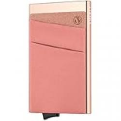 VULKIT Card Holder with Money Pocket Pop Up Wallet RFID Blocking Slim Metal Bank Card Case Holds 5 Cards and Notes(Champagne)