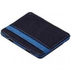 PU leather magic wallets fashion designer men money clip Black and Blue