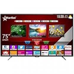 StarSat 75 Full HD Android9.1 Smart LED TV, 1x2.4Ghz and 1x90 sensor Remote Control, Slim bezel design, 2xHDMI and 2xUSB Ports, WiFi, Smart Cast, PlayStore, AV and PC mode