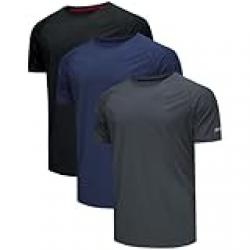 Zoofly Men's Sports T Shirt 3 Pack Gym Activewear Tshirt Quick Dry Running Training Shirt Mens Gym Wear Exercise Top, Black/Grey/Navy-L