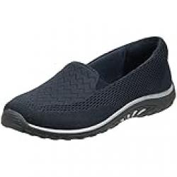 Skechers Women's Reggae Fest-Willows Loafer Flat, Navy, 9 Wide / 39 EU Wide