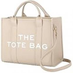 JQAliMOVV The Tote for Women - Large PU Leather Trendy Travel Handbag Top-Handle Shoulder Crossbody Bags (Beige), A-beige, Medium