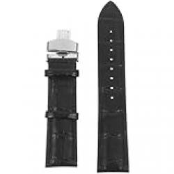 Hemobllo 22mm Leather Watch Strap : Two-Piece Replacement Watch Band with Closure Clasp Quick Release Watchband for Men and Women (Black)