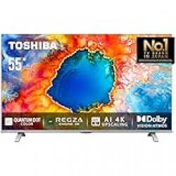 Toshiba 55 inch Native 60Hz VRR QLED Smart TV C450M -Quantom Dot Colour, AI 4K Upscaling, Anti-tip Clip, REGZA Power Audio, Game Mode, Sports Mode, Ultimate Motion, Dolby Vision Atmos (2024 Model)