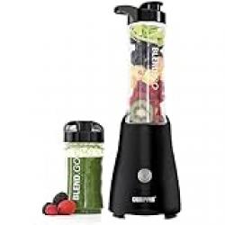 Geepas Personal Blender | Stainless Steel Blade | GSB44075 - Safety Lock, 570ml & 400ml BPA-Free Tritan Jar, 300W Motor, Multi- Safe Protection, Abs Plastic Housing