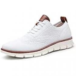 mitvr Men's Oxford Dress Shoes Casual Mesh Walking Shoes Comfortable Sneakers White 10, 44 EU