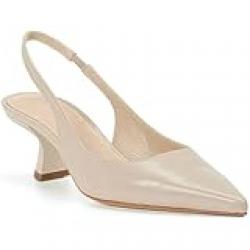 gihubafuil Women's Low Kitten Heel Pumps Shoes Closed Pointed Toe Heels Casual Slingback Slip-on Dress Shoes Nude, Nude, 8