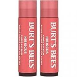 Burt's Bees Lip Balm, Tinted Moisturizing Lip Care for Women, for Dry Lips, 100% Natural, with Shea Butter, Hibiscus (2 Pack)