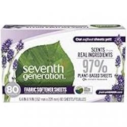 Seventh Generation Fabric Softener Sheets, Lavender, 80 Count