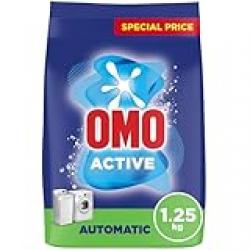 OMO Automatic Powder Laundry Detergent, Active,up to 100% stain removal in 1 wash*, 1.25 Kg, Packaging may vary