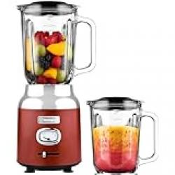 Westinghouse Retro Food Blender - 600 Watt Liquidiser Blender for Kitchen - Smoothie Maker with 1.5 L Glass Jug - Mixer Blender For Milkshake, Soup, Fruit, Juice & Smoothies - Red