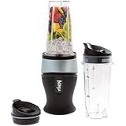 Ninja 700W Slim Blender & Smoothie Maker, 2x 470ml Cups with Spout Lids, Personal Blender, Crush Ice & Frozen Fruit, Silver/Black QB3001UKS