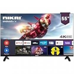 Nikai 55 Inch 4K Ultra HD Smart LED TV, Android 14, 1GB RAM, 8GB Storage, Quad Core Processor, Built-in WiFi, USB & HDMI Ports, Slim Frame 55NK4KSLED