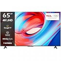 TCL television 65 Inch Smart TV 4K LED HDR 10 UHD Google TV, Dolby Audio, Dynamic Color Enhancement, 2GB RAM+16GB ROMMetallic Bezel-less Design 65V6B - (2024 Model)