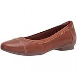 Clarks Women's Sara Bay Ballet Flat, Caramel Leather, 39.5 EU Wide