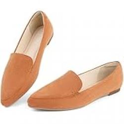 MUSSHOE Loafers for Women Comfortable Pointed Toe Women's Loafers & Slip-ons Women's Flats Flats Shoes Women,Tan 10