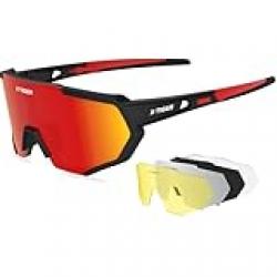 X-TIGER Polarized Sports Sunglasses with 5 Interchangeable Lenses,Mens Womens Cycling Bike Glasses,Baseball Running Fishing Golf Driving Sunglasses